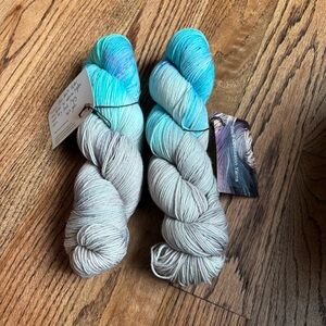Lot of 2 Sock Obsession Yarn Fingering Superwash Merino Wool Nylon Gray Teal